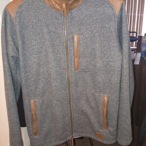 Overland Sheepskin Company Men's Gray and Tan Jacket, Sheep Leather And Fur